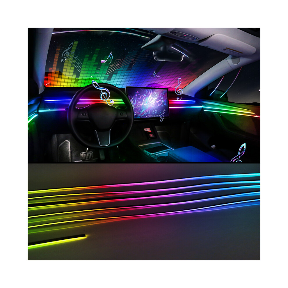 Full Color Streamer Car Ambient Lights RGB 64 Color Universal LED Interior