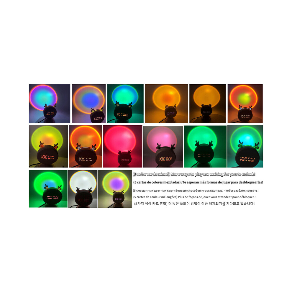 Maxpower (15 Modes Deer) Mini Sunset Light Net Red Sunset Light Floor-To-Ceiling Photo Projection