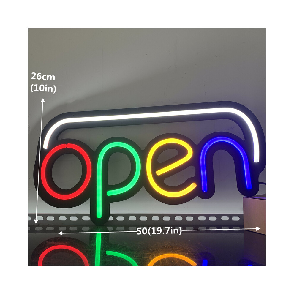 (OPEN 50x26cm) LED Store Bar Cafe Open Welcome Sign 22x14 Inches Matt Black Base with