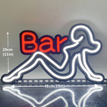 (BAR 48x29cm) LED Store Bar Cafe Open Welcome Sign 22x14 Inches Matt Black Base with