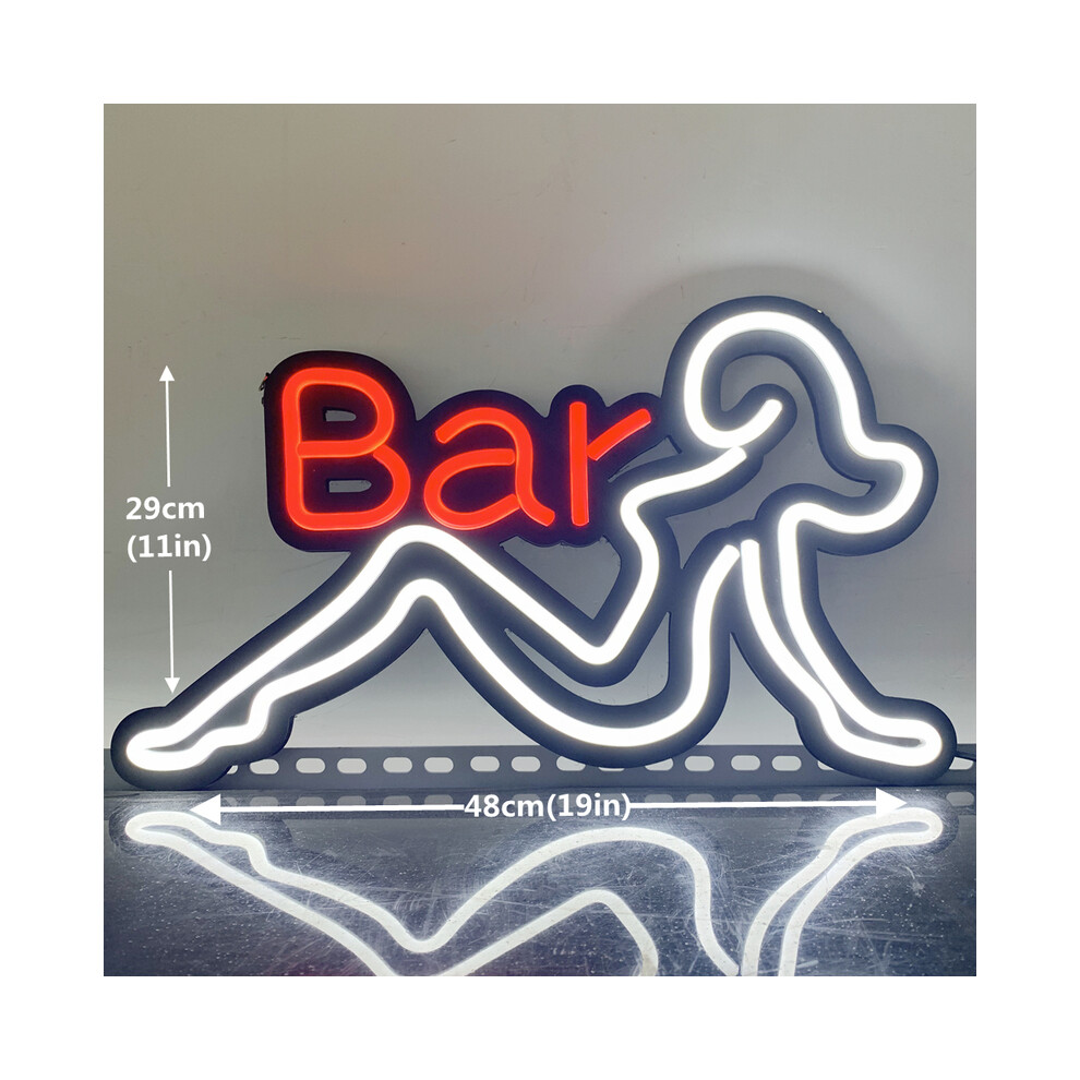 (BAR 48x29cm) LED Store Bar Cafe Open Welcome Sign 22x14 Inches Matt Black Base with