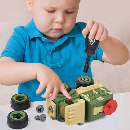 (2) DIY Hand Assembled Car Toys Pull Back Military Vehicle Mini Models Motorcycle 2