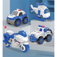 (4PCS Set 1) DIY Hand Assembled Car Toys Pull Back Military Vehicle Mini Models Motorcycle