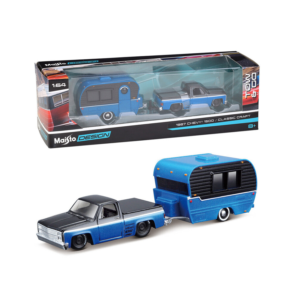 (1987 Chevy 1500) Maisto 1:64 1967 Ford Mustang GT / Camper Trailer trailer model simulation-image-OPC-PDST2VC-NEW