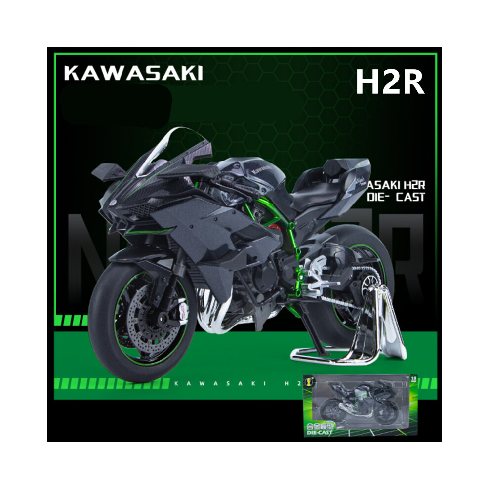 (H2R With retail box) Large Size 1/9 KAWASAKI H2R Alloy Racing Motorcycle Simulation Metal Street