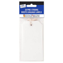 20 White Luggage Labels 12 x 6cm