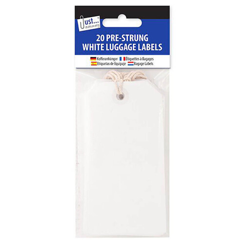 20 White Luggage Labels 12 x 6cm