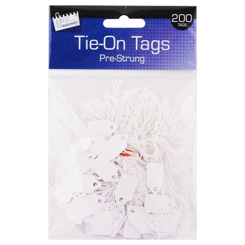 200 Pre Strung White Tags 13x20mm