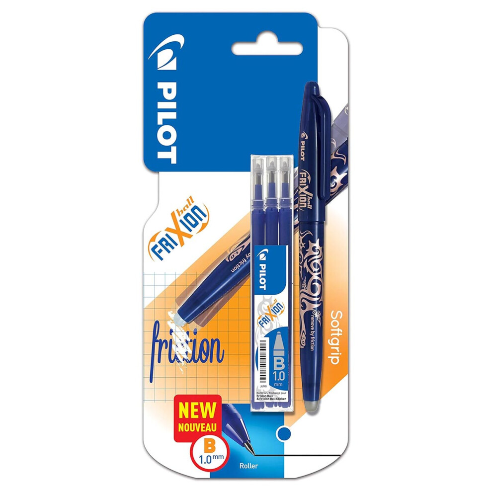 FriXion Ball Broad Line Single Pen + 3 Refills Blister Card-Blue