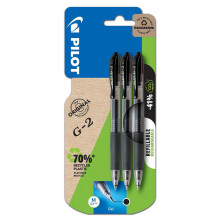 G-207 Retractable Gel Rollerball Medium Line Triple Blister (Plastic-free packaging)-Black