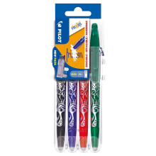 FriXion Ball Medium Line 4 Piece "Set 2 Go" Case-Black, Blue, Red, Green