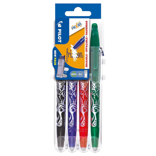 Pilot FriXion Ball Medium Line 4 Piece "Set 2 Go" Case-Black, Blue, Red, Green