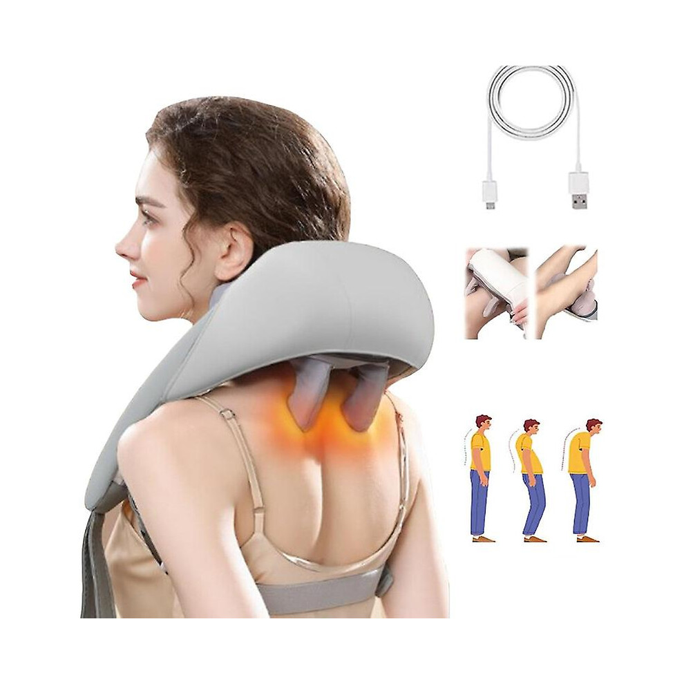 Grey (Grey) Massagers For Neck And Shoulder With Heat, Neck And Back Massager