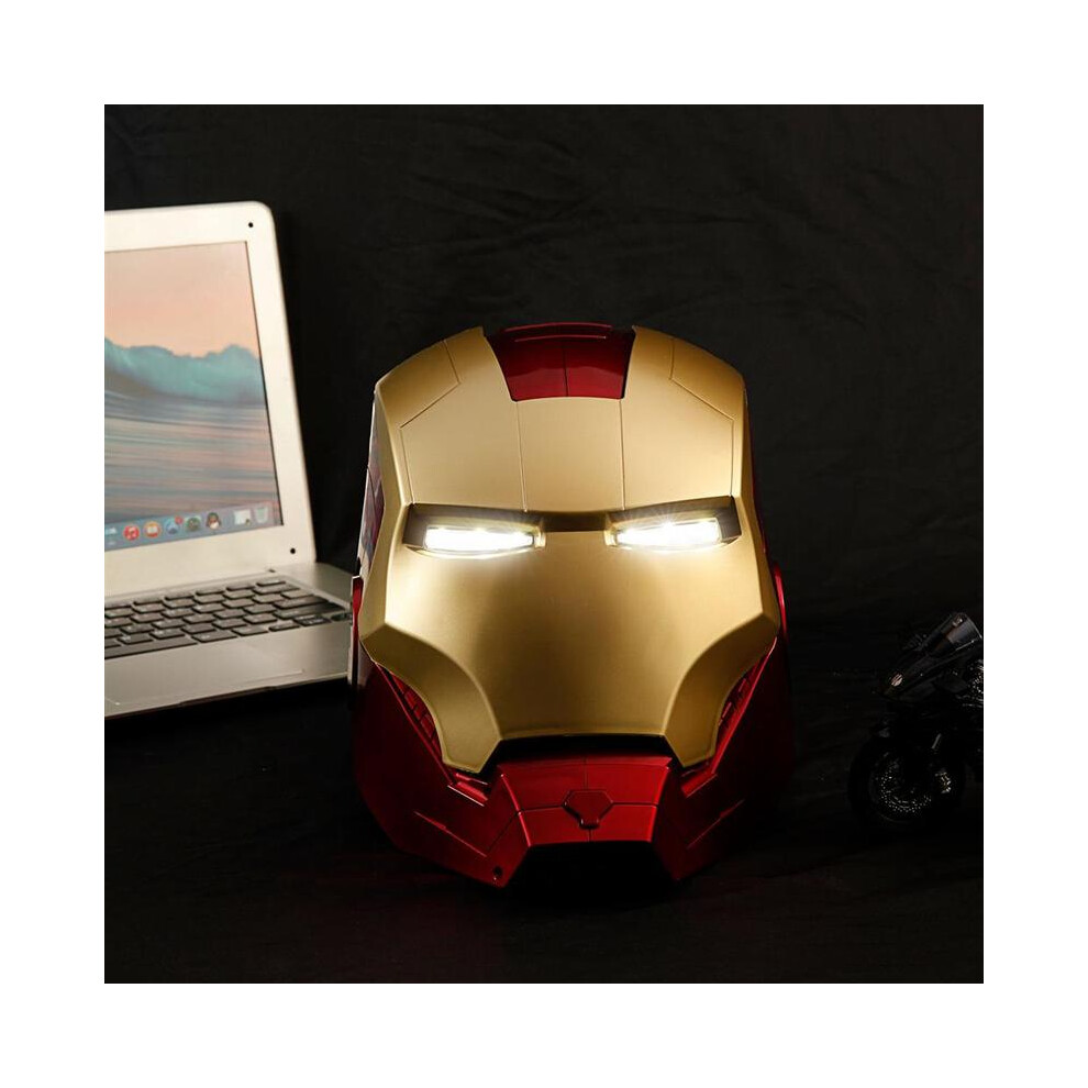 (Children helmet 55cm) Avengers 1:1 Iron Man Helmet Cosplay Light Led Ironman Mask PVC Action Figure Model Toys Child Adult Christmas Gift