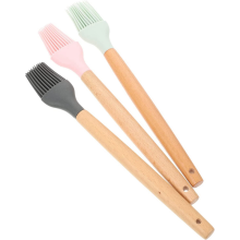 3Pcs Silicone Basting Brush Wooden Handle Silicone Brush