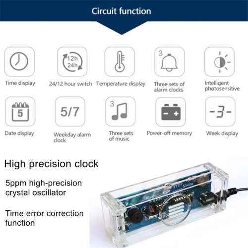 Colorful Digital Clock Electronic Kit Electronic Clock Welding Making 2