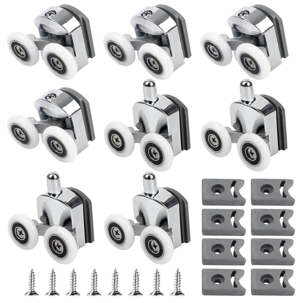 Curved Shower Door Rollers, 8Pcs Shower Glass Door Rollers