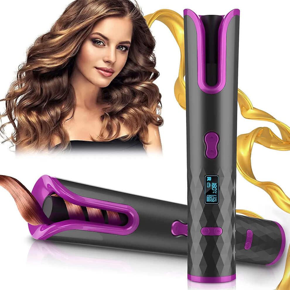 Automatic Curling Iron, Electric Cordless With Lcd Display