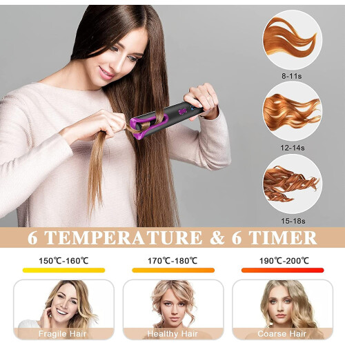 Automatic Curling Iron, Electric Cordless With Lcd Display 1