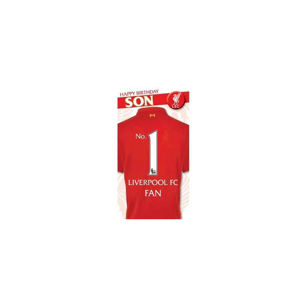 Liverpool Fc Happy Birthday Son Card - Official Lp041, No.1 Fan With Badge, Space For Your Message