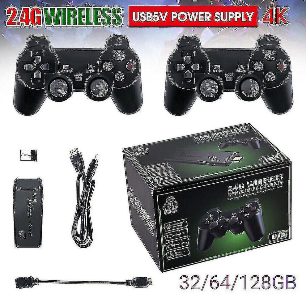 (32Gb 3500 Games) 128Gb Wireless Hdmi Tv Game Stick Console 20000 Built-In Games 2 Gamepad 4K 9033322748368