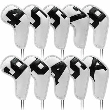 (Black on white) Golf Club Head Covers Golf Iron Covers Golf Wedge Covers Protective Covers 456789apsx