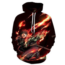 (L) Adults Anime Demon Slayer Hoodie Pullover 3d Printed Long Sleeve Hooded Sweatshirt Tops Gifts