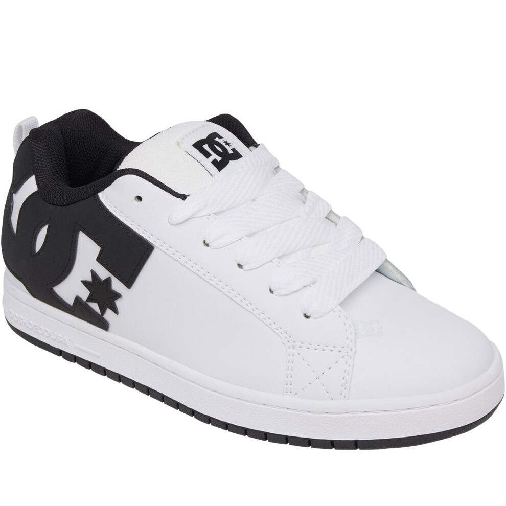 (13 UK, White/Black) DC Shoes Mens Court Graffik Leather Low Top Skater Trainers Sneakers Shoes