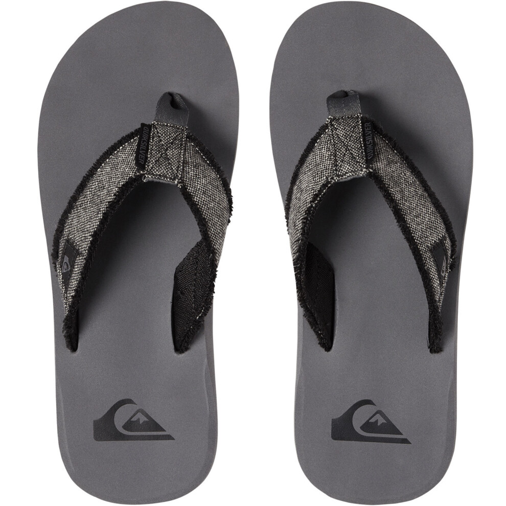 (10 UK, Grey/Black) Quiksilver Mens Monkey Abyss Summer Beach Thongs Sandals Flip Flops