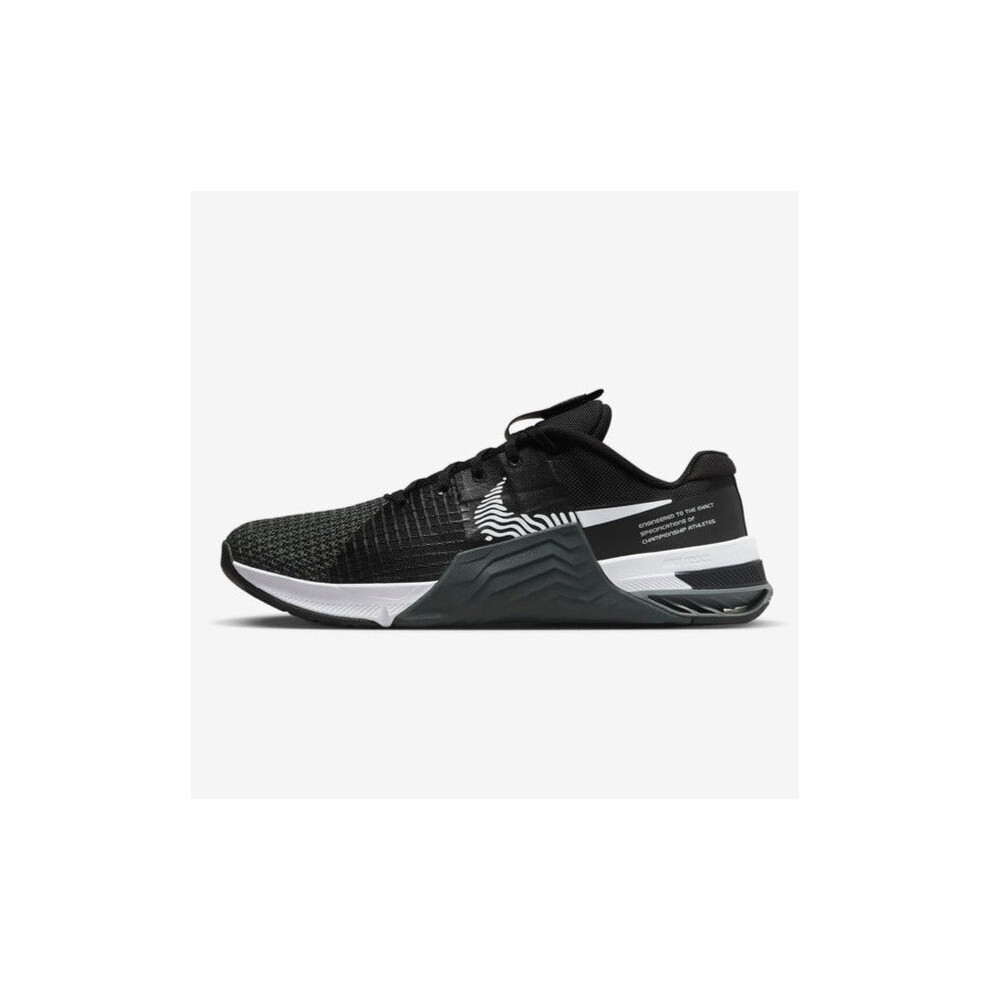 (Black/Dark Smoke Grey/Smoke Grey/White, UK12) Nike Metcon 8 Men's Trainers Sneakers Training Shoes