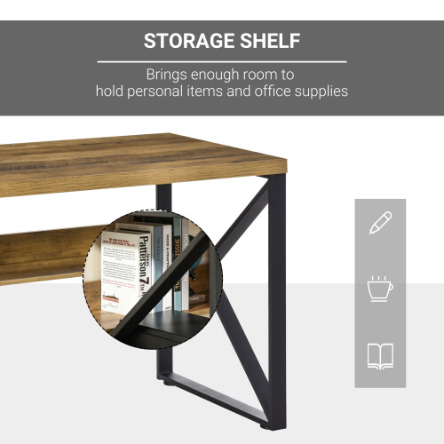 Homcom HOMCOM Computer Writing Desk K-Shaped Steel Leg Storage Shelf Home Office 2