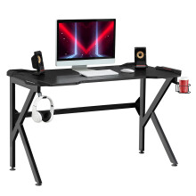 HOMCOM Spacious Gaming Desk Home Racing w/ Steel Frame Cup Headphone Holder Hook