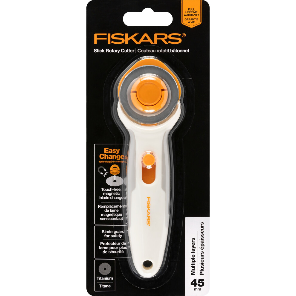 Fiskars Easy Change Stick Rotary Cutter 45mm-Orange / White 1065933