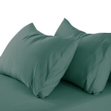 (Green Emerald, Pillow Case Only) Extra Deep 40cm Fitted Bed Sheets Poly Cotton Single Double King Size