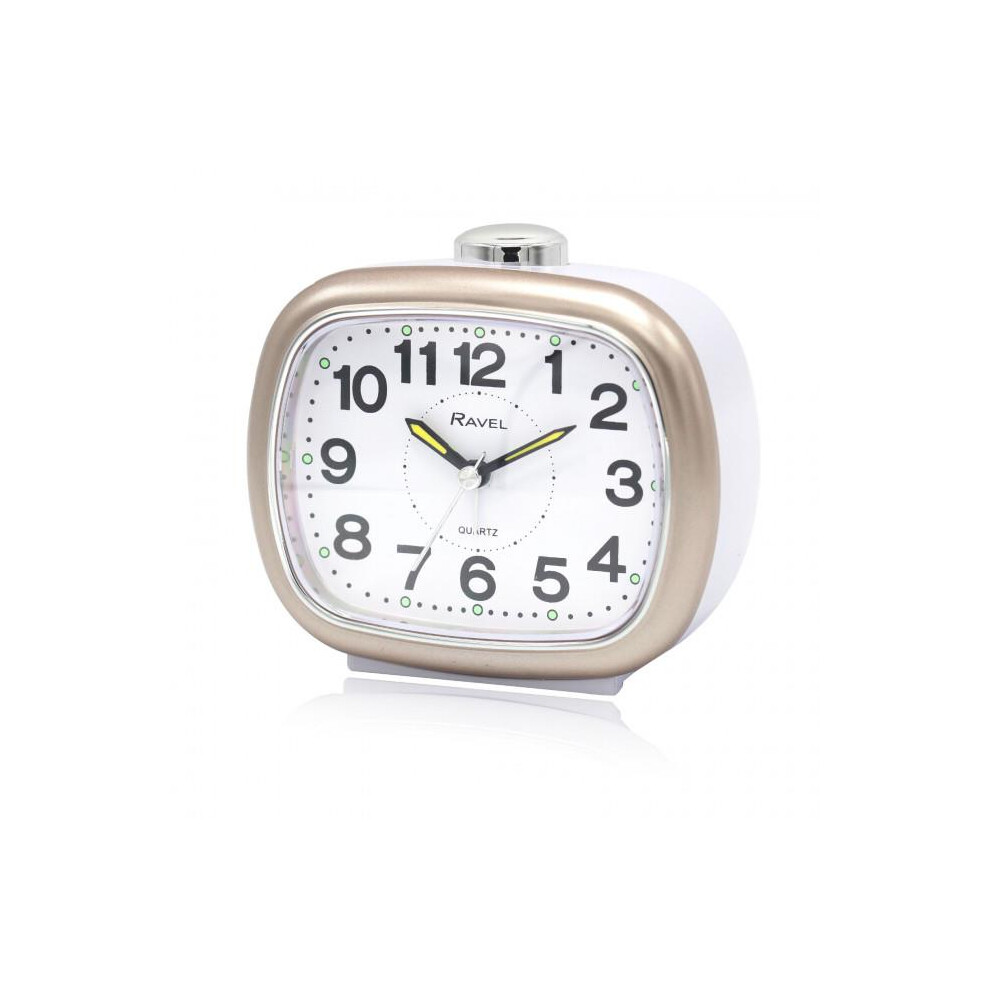 Ravel Large Sized Bedside Quartz Alarm Clock - White/Gold RC045.14