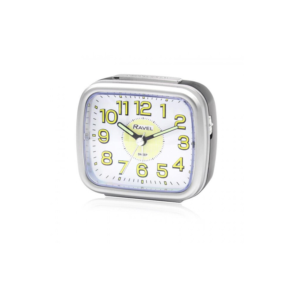 Ravel Mid sized Bedside Quartz Alarm Clock - Black/Silver RC044.13