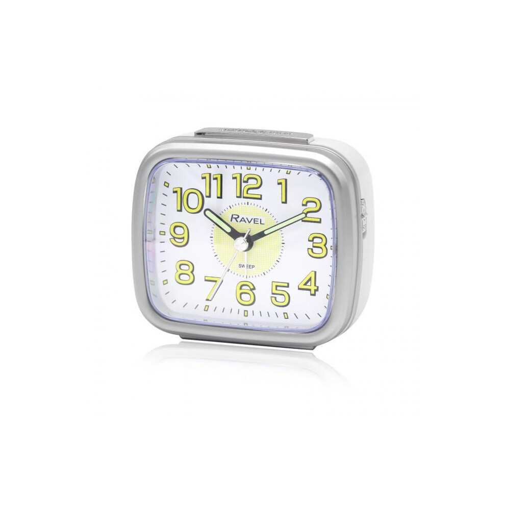 Ravel Mid sized Bedside Quartz Alarm Clock - White/Silver RC044.14