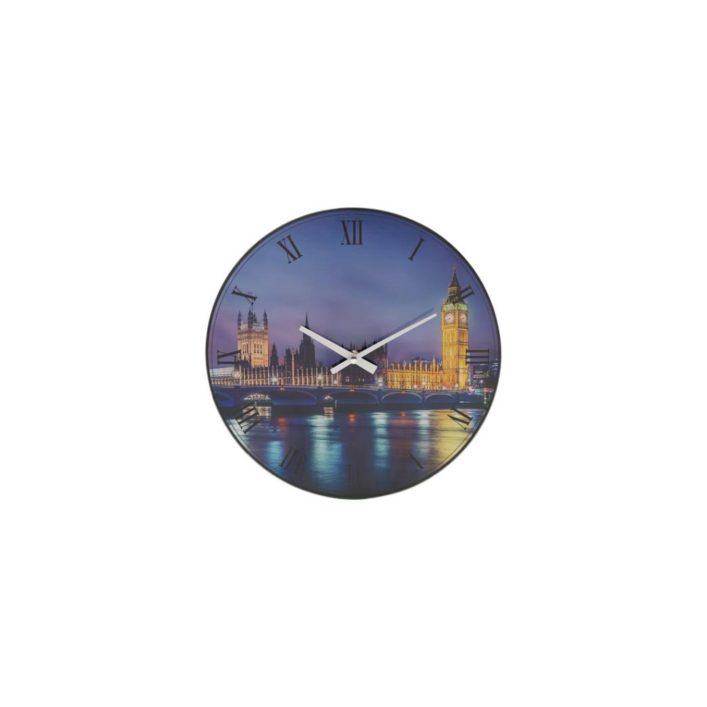 Widdop Glass 30cm House of Parliament Design Wall Clock W9823