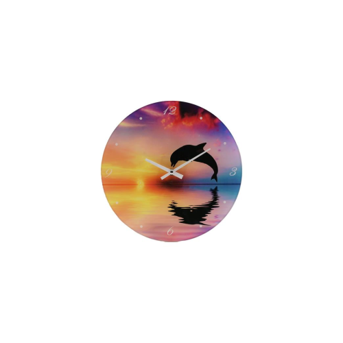 WIDDOP and Co. Widdop Glass 30cm Dolphin Design Wall Clock W9822