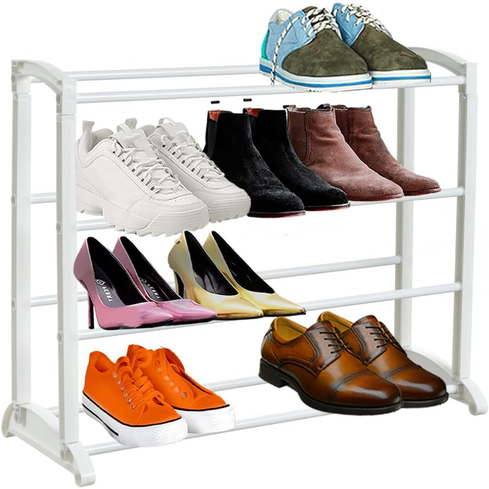 680781 - Knight 4 Tier White Shoe Rack, For Living Room, Hallway and Cloakroom(4 Tier)