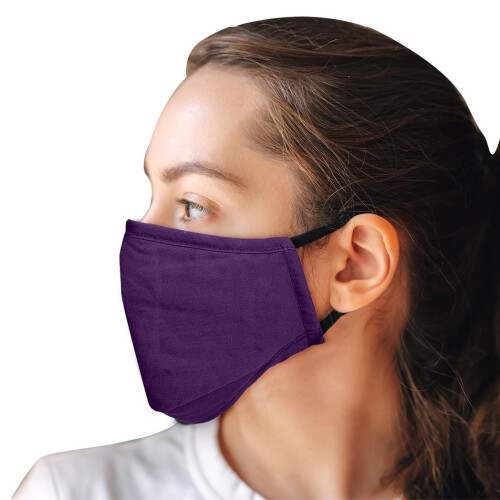 Cotton Mask- Three Layer With Filter Pocket - Adults - Purple 1