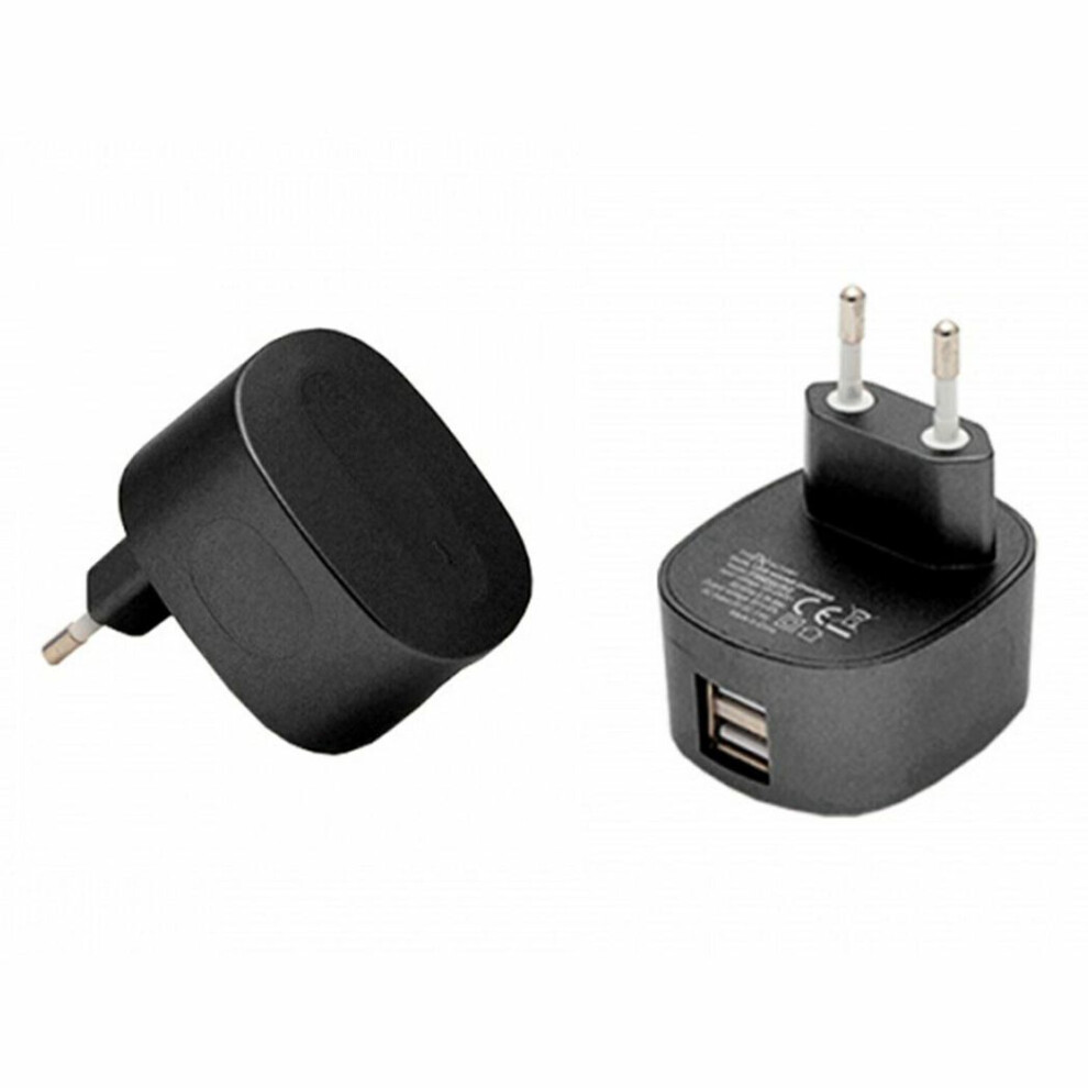 Fx Multicoloured Dual Usb Mains Charger 2.4 Amp Plug (Eu), Black 5060488844324