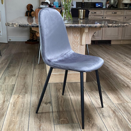 GREY FABRIC CHAIR BLACK METAL LEGS 2