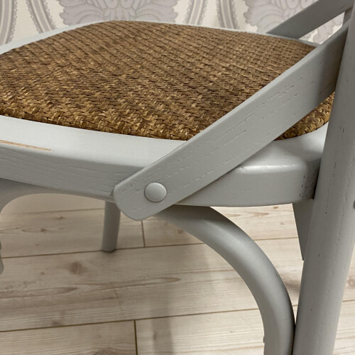GREY FRENCH CROSS BACK CHAIR 1