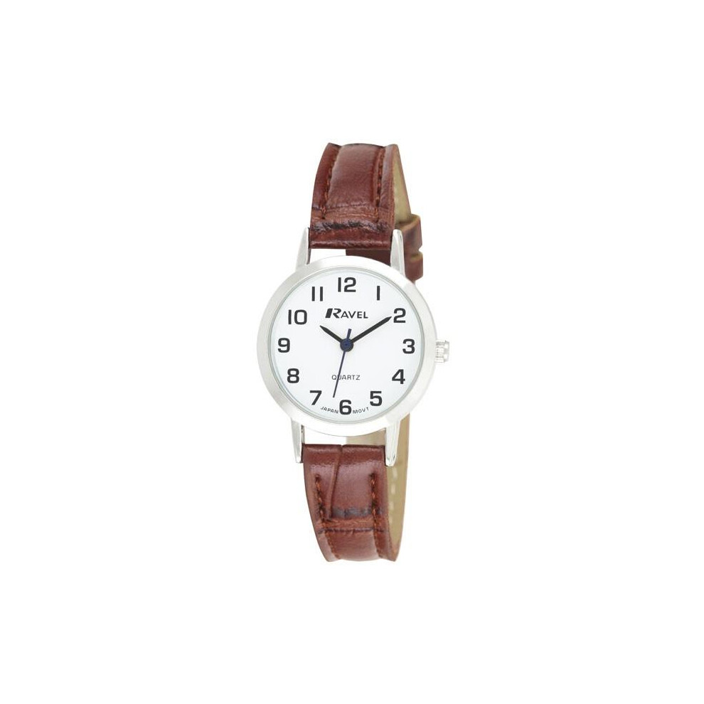 Ravel Ladies Classic Strap Watch White & Silver Dial & Brown  Strap R0102.12.2A