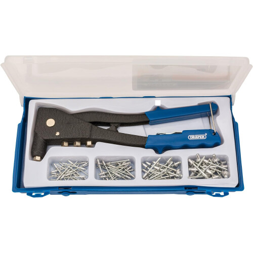 Draper Draper 27843 Hand Pop Riveter Riveting Gun Kit + 100 Assorted Rivets