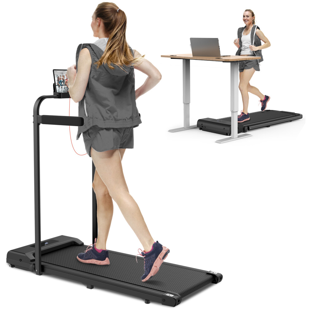 Under Desk Treadmill,2-in-1 Folding Treadmill with Side Handrail,LED Monitor and Remote Control