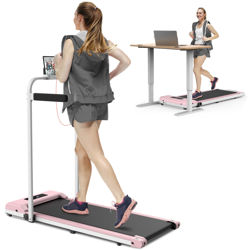 Under Desk Treadmill,2-in-1 Folding Treadmill with Side Handrail,LED Monitor and Remote Control