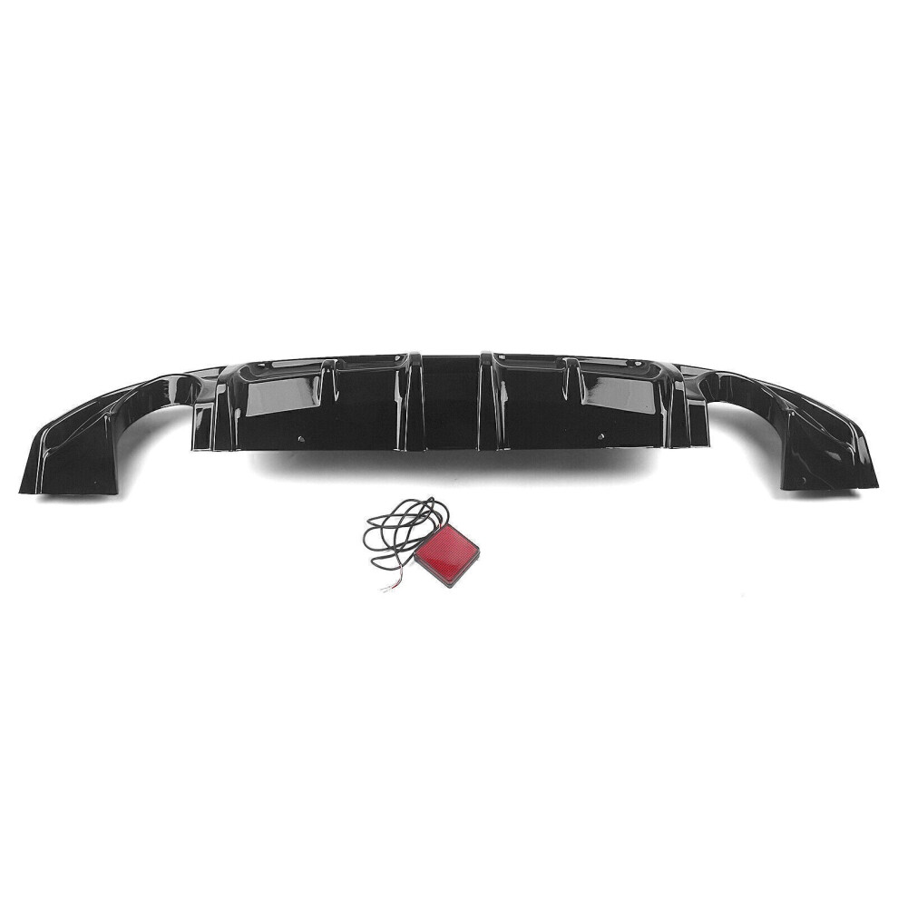 1Set Gloss Rear Bumper Diffuser W/Led Brake For Infiniti Q60 2017-22 Black/Light 8806564849008