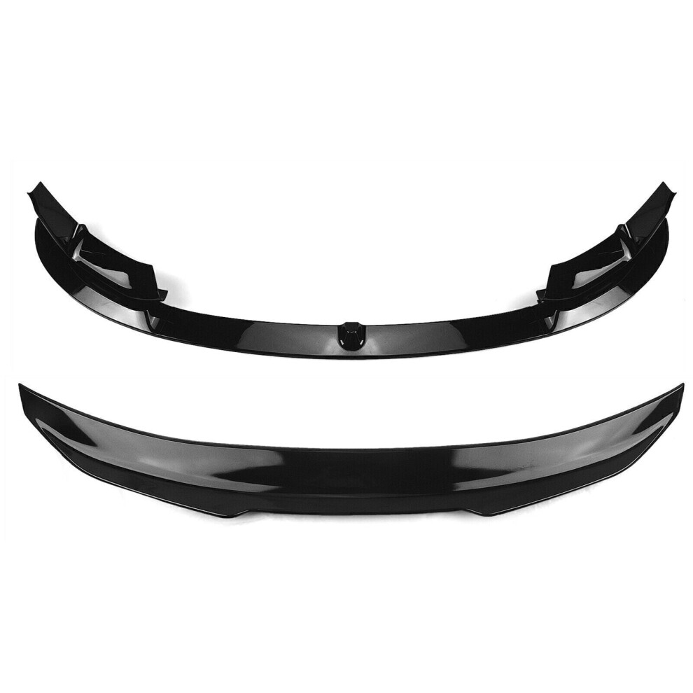 1Set Front +Rear Spoiler Splitter Wing Lip For Bmw F82 M4 Coupe 2015-2020 Black 8806564854385